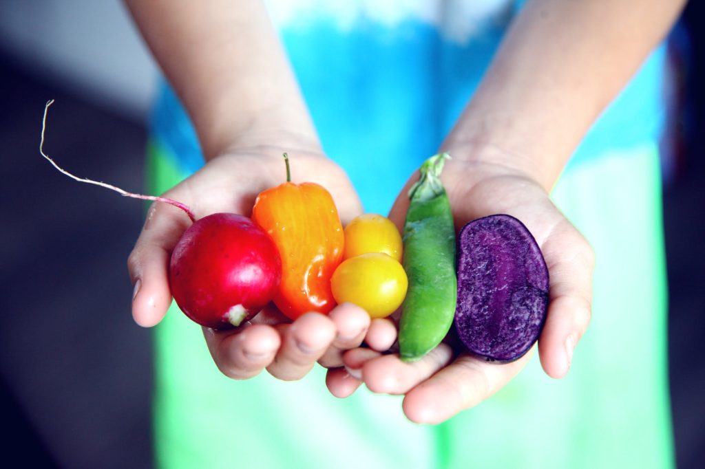 tilt shift lens photography of five assorted vegetables