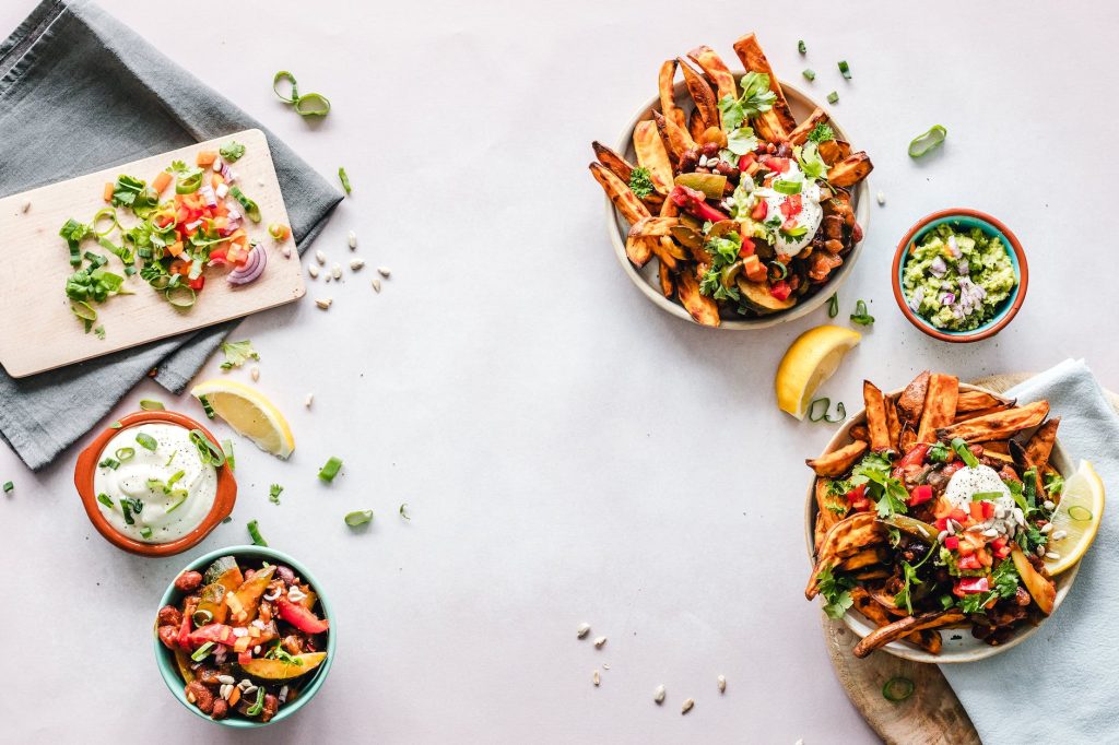 assorted salads on bowls