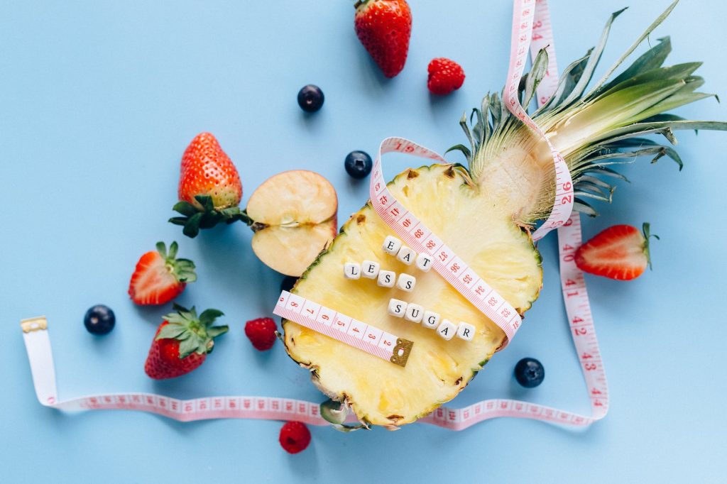 tape measure on sliced pineapple